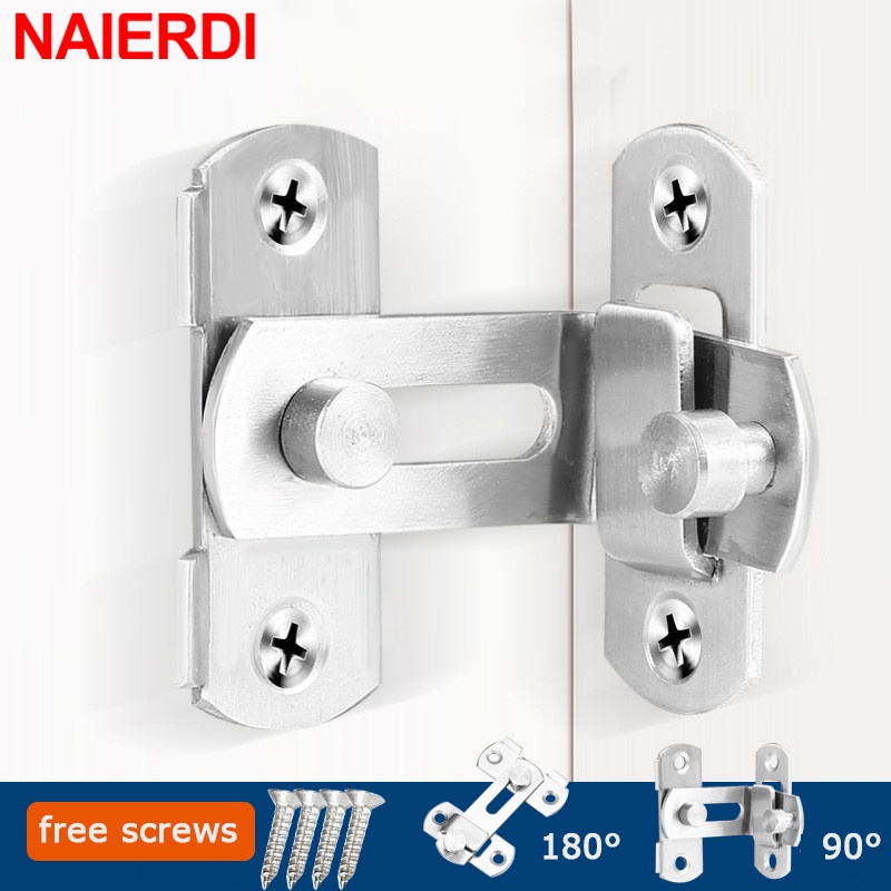 NAIERDI Stainless Steel 90/180 Degree Hasp Latches Sliding Door Chain