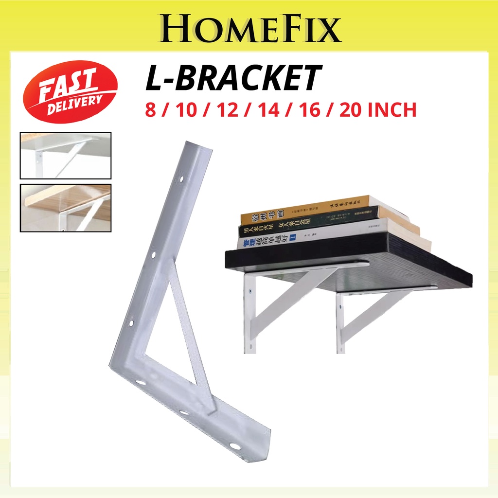 Heavy Duty White Coat Wall Shelf Shelving L Bracket Wall Mount Rack ...