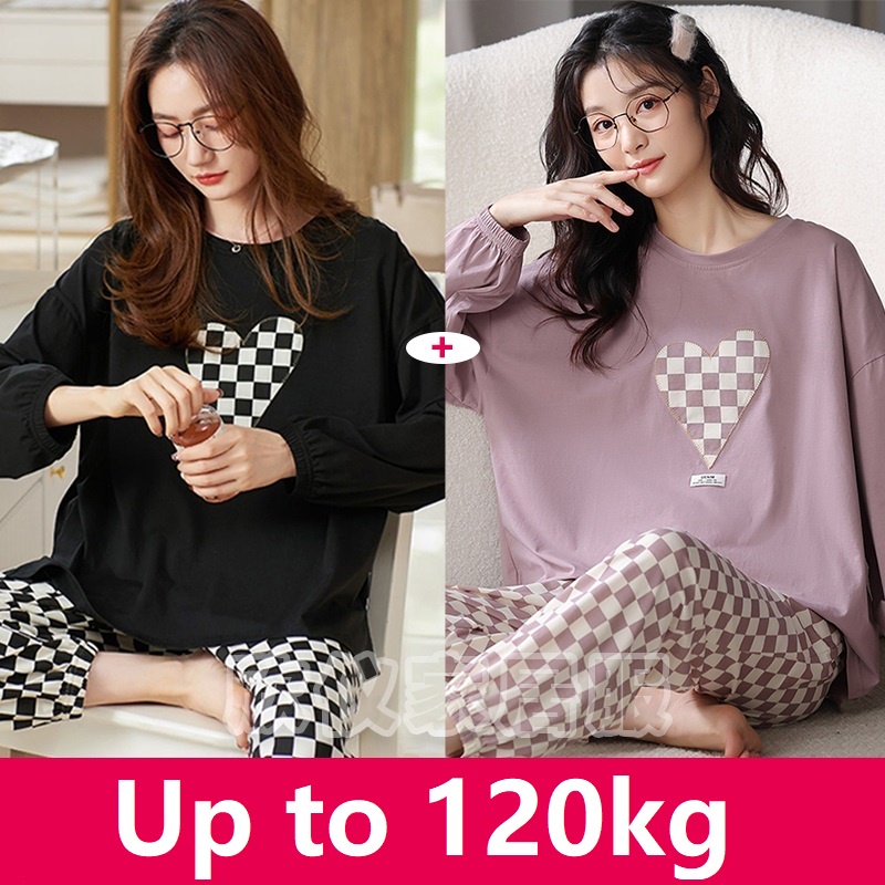 Malaysia Stock! MPS PLUS Size M5XL (Up to 120kg) Sleepwear Milk Silk Long Sleeve Pyjamas Baju