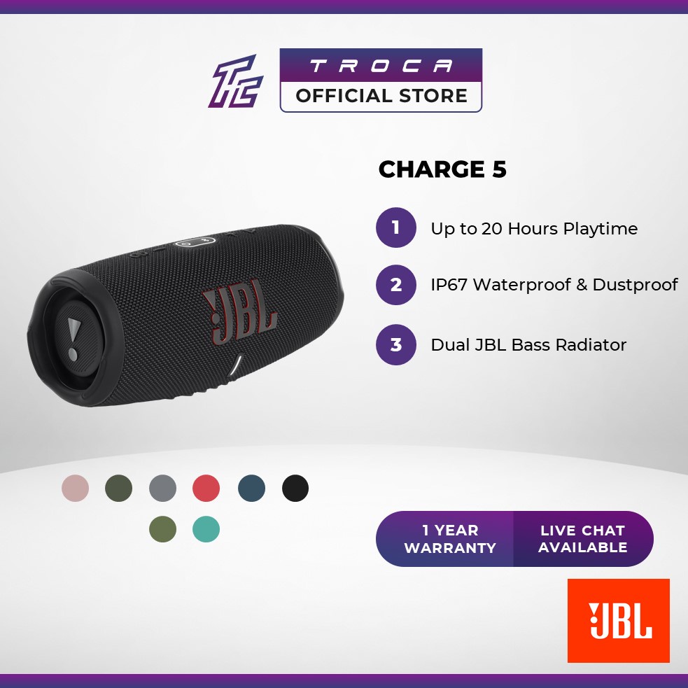 JBL CHARGE 5 Portable Waterproof Bluetooth Speaker - Up To 20 Hours ...