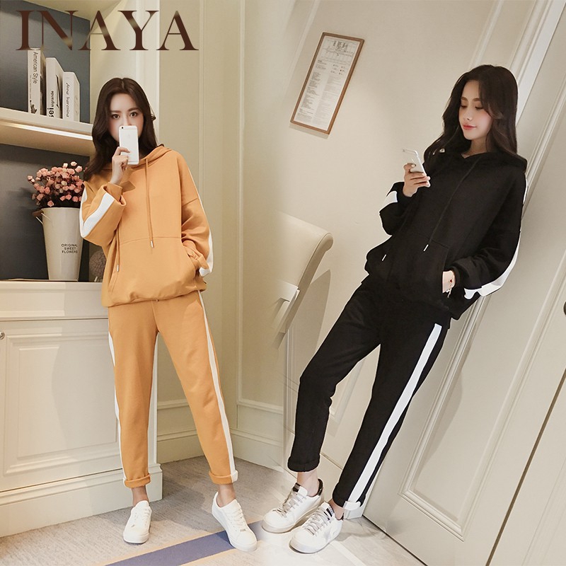 Hoodie Pants Set Women Korean  Set Sweatshirt Pants Korean