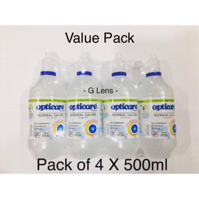 Opticare Sterile Normal Saline Solution Promo Pack (4x500ml)(Exp: 10/ ...