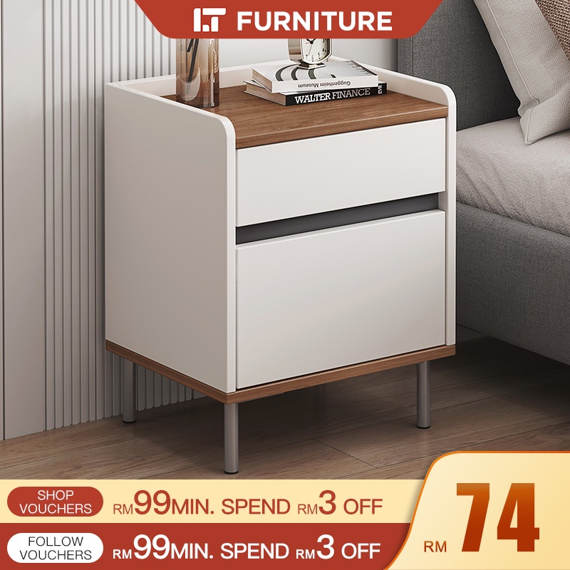 Side Table Bedroom Side Cabinet Sideboard Side Drawer 2 Drawer Modern ...