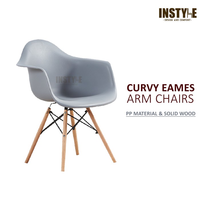Instyle Curvy Eames Arm Chair with PP Material Solid Wood Leg