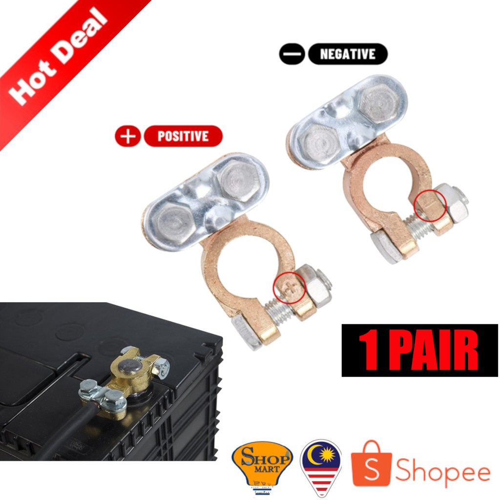 1PAIR Car Battery Terminal Clamp Head Kepala Bateri Kereta Universal