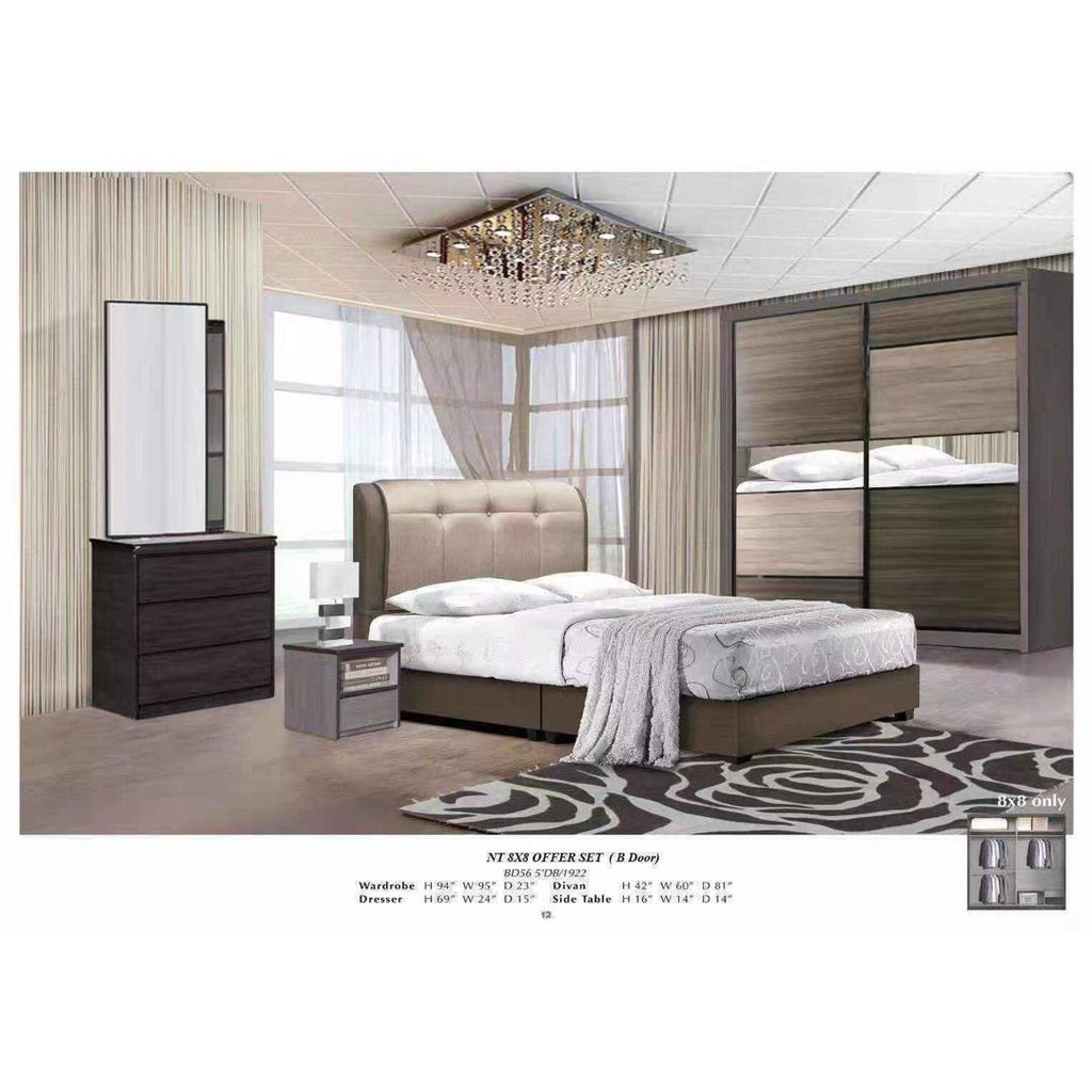 (KL-Seremban Free Shipping) Quality Bedroom Set Queen Bed + 8x8 ...