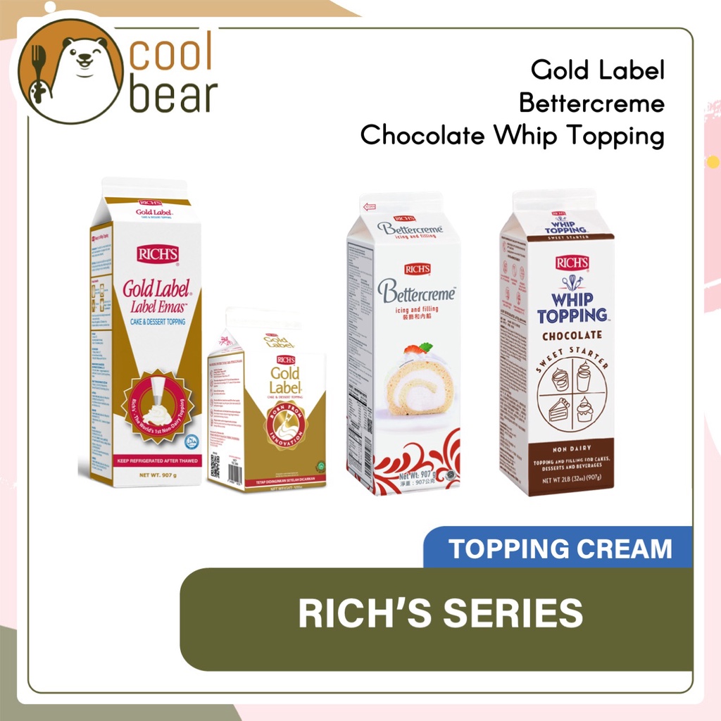 Rich's Series Rich's Gold Label Non Dairy Whip Topping Cream / Rich's Chocolate Whip Topping