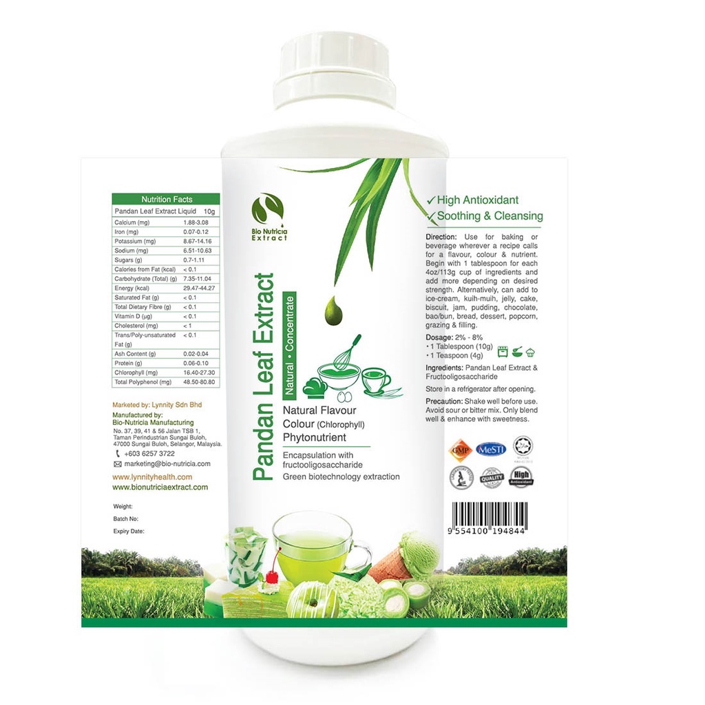 [Exp Feb 2025] Pandan Leaf Extract Liquid Concentrate Natural Color