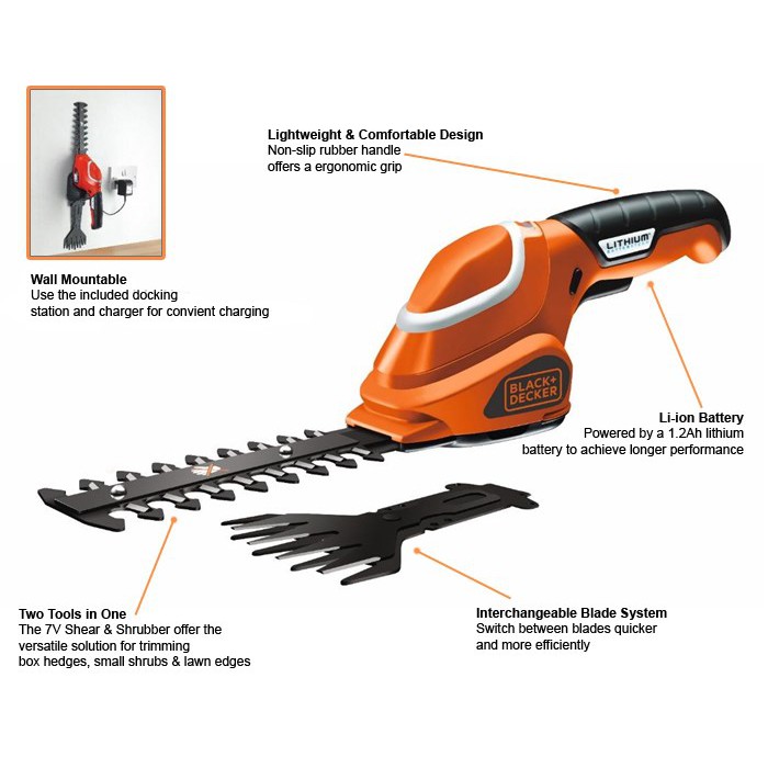 BLACK DECKER GSL700 7V Shrub Grass Shear Kit GSL700KIT Shopee Malaysia