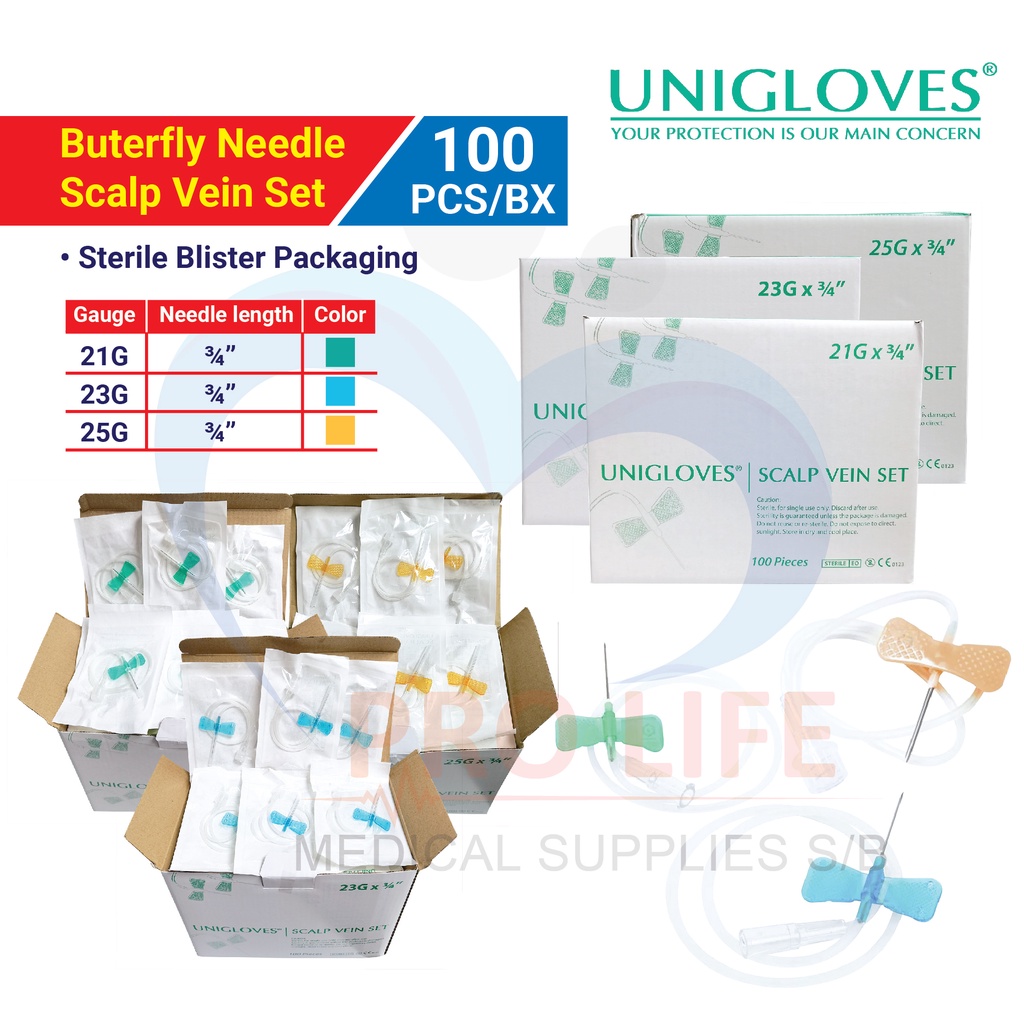 Color Coded 23G Butterfly Needle Scalp Vein Set