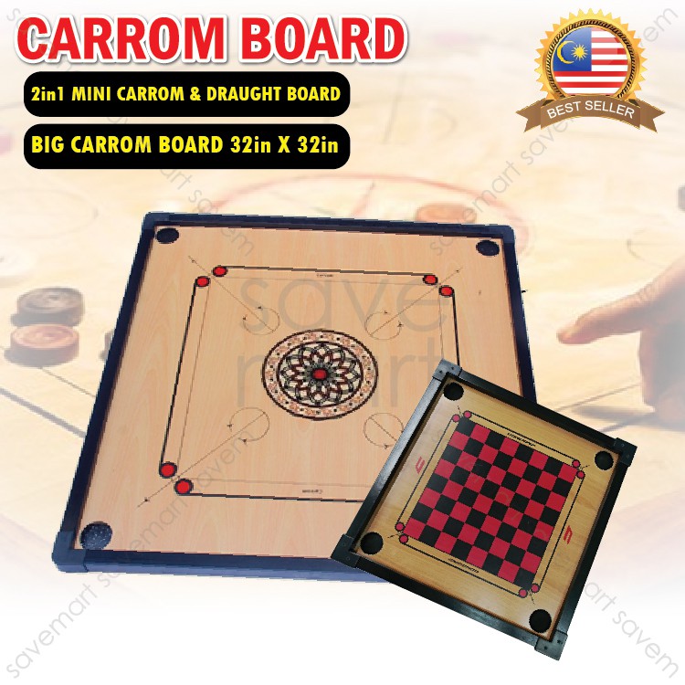 Wooden Carrom Board 2in1 Mini Draught Dam Haji Big Carrom Board Games ...