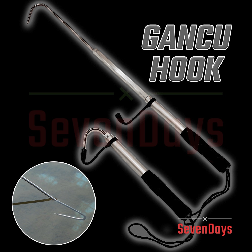Gancu Hook Stainless Steel Telescopic Fishing Gaff Holder Fish Tackle  Cangkuk Keluli Pancing Spear Gripper Ikan Gear