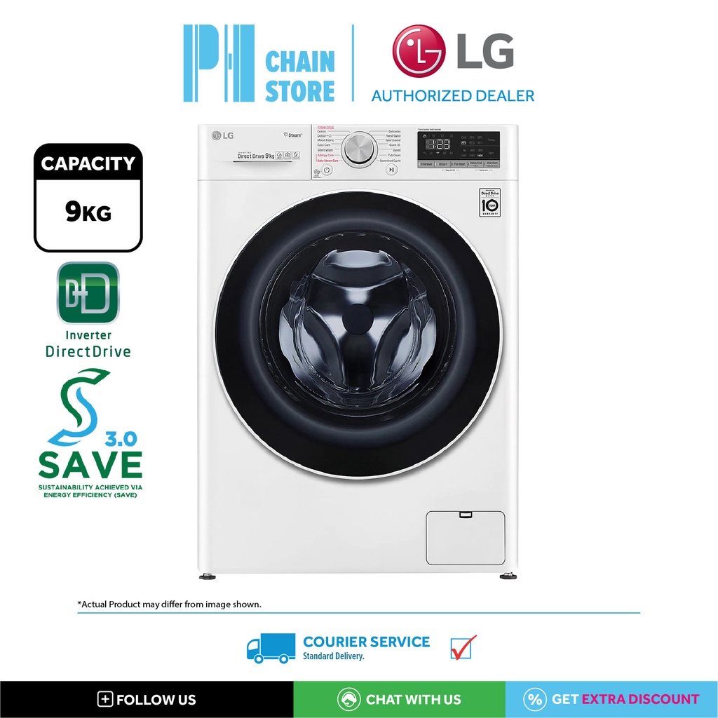 LG FV1409S4W 9KG FRONT LOAD WASHER / WASHING MACHINE WITH AI DIRECT