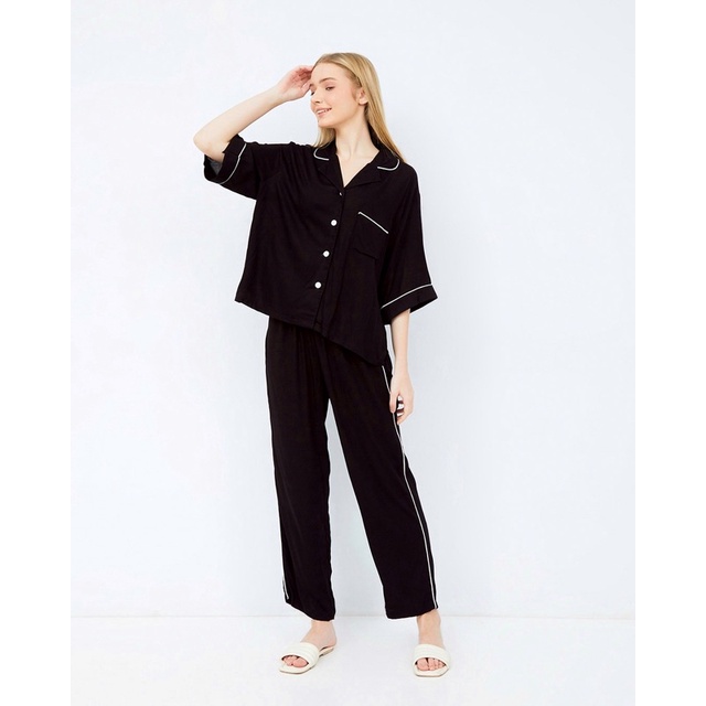 Blanka Soleil Black Pajama set/Women's Sleepwear Shopee Malaysia