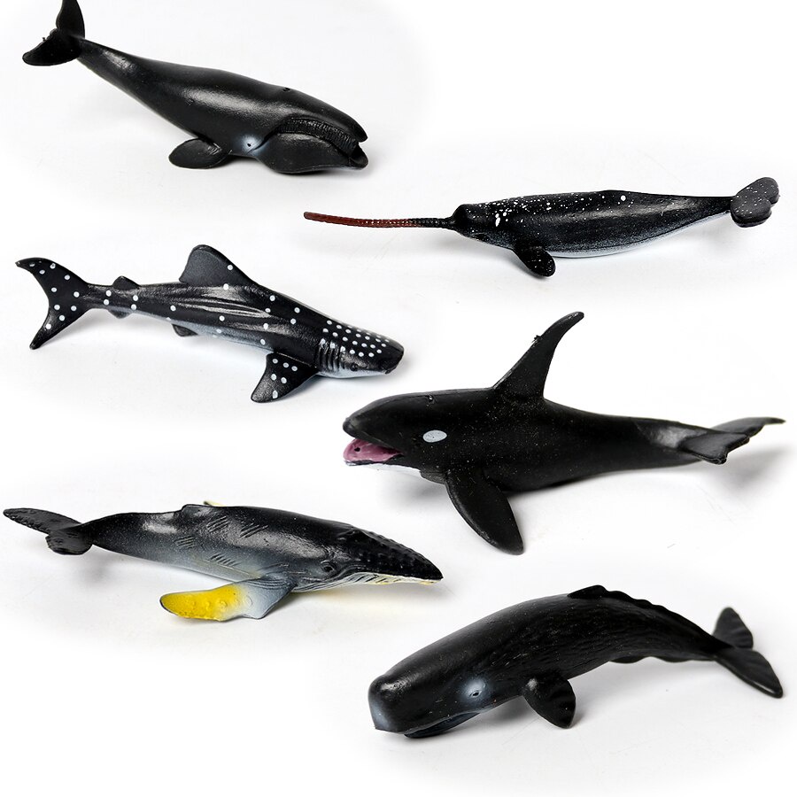 Realistic Sea Life Animal Figurines Dolphin Shark Whale set model ...