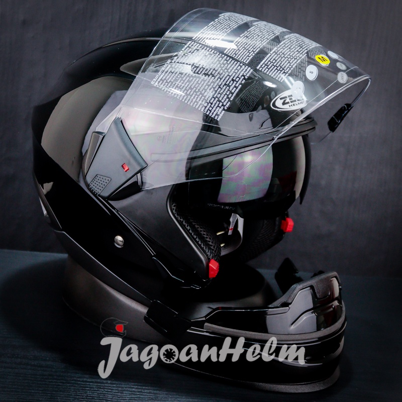 Zeus Helmet ZS611C SOLID Black Metallic Zs 611C Zs611c Double Visor Shopee Malaysia