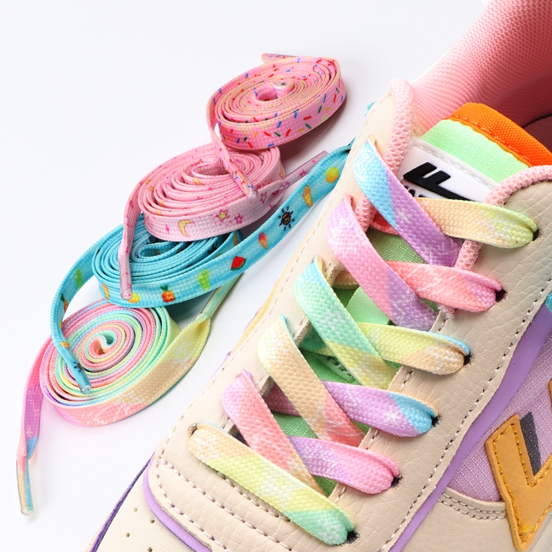 Flat Shoelaces for Sneakers Tennis Shoe Laces Rainbow High Shoelace