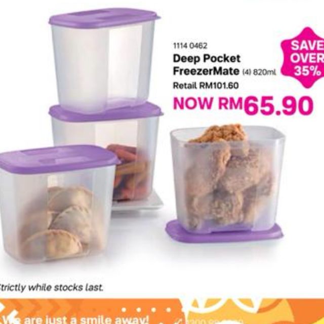 Tupperware Deep Pocket Freezermate Purple 820ml /Freezermate with dial ...