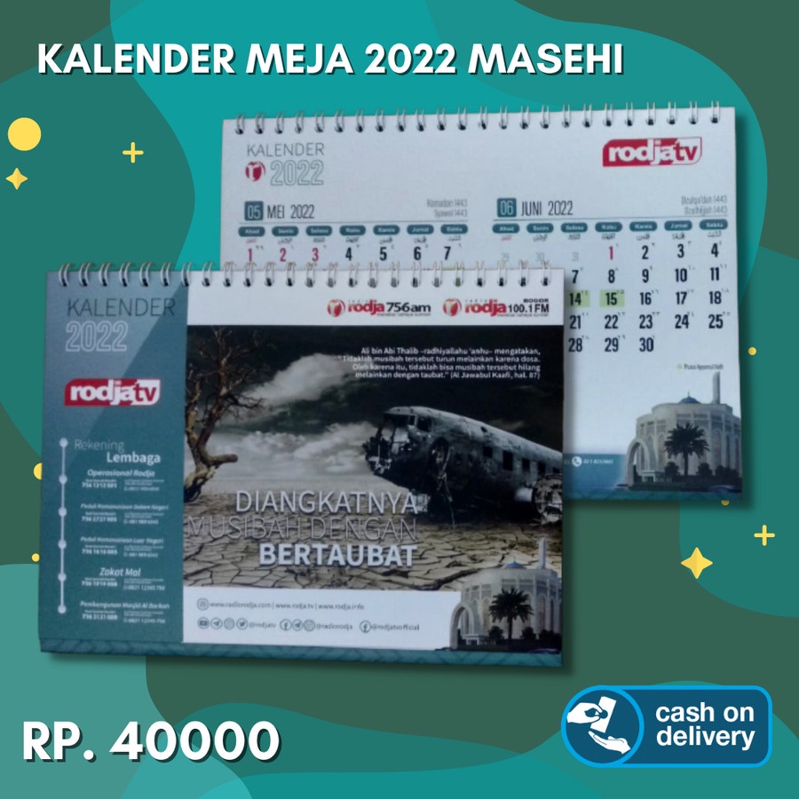 Rodja Table Calendar 2022 Masehi - Islamic Desk Calendar 2022 Office ...