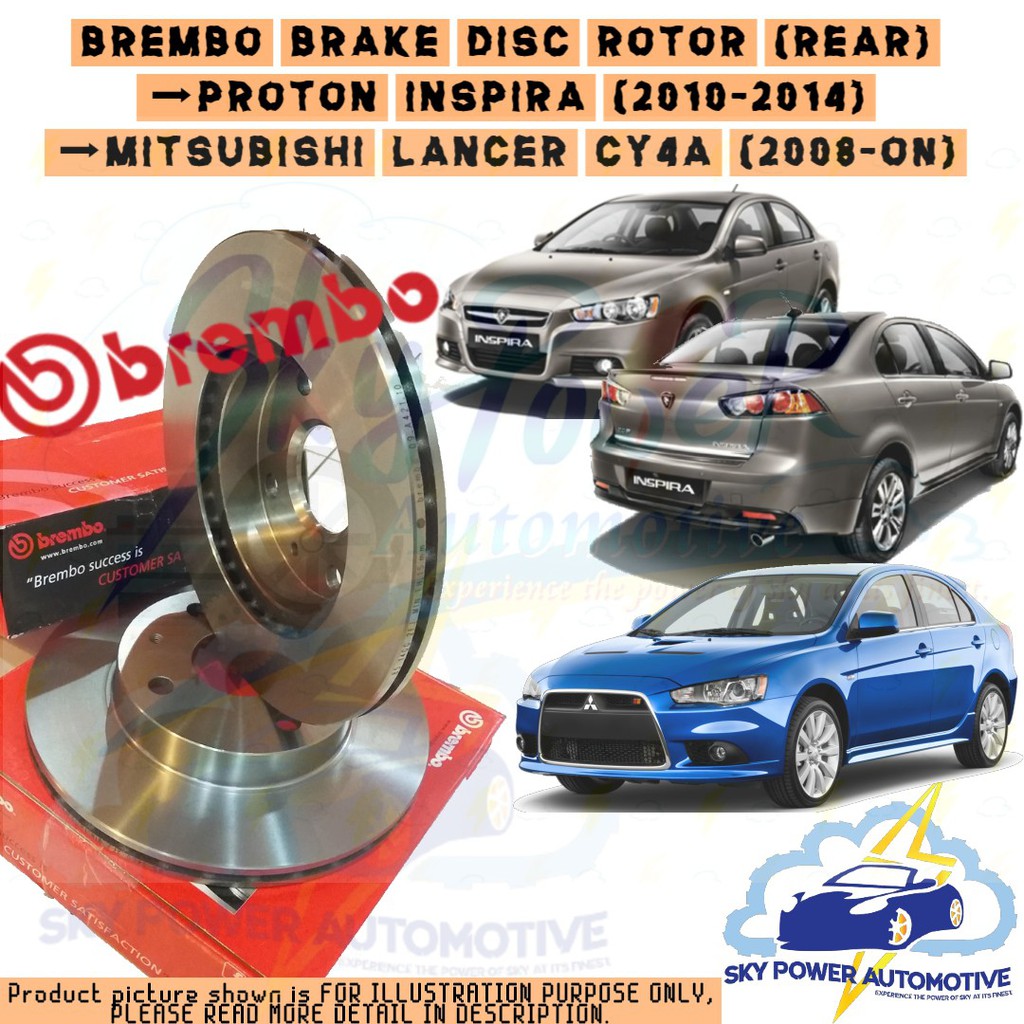BREMBO PROTON INSPIRA / MITSUBISHI LANCER CY4A BRAKE DISC ROTOR (REAR ...