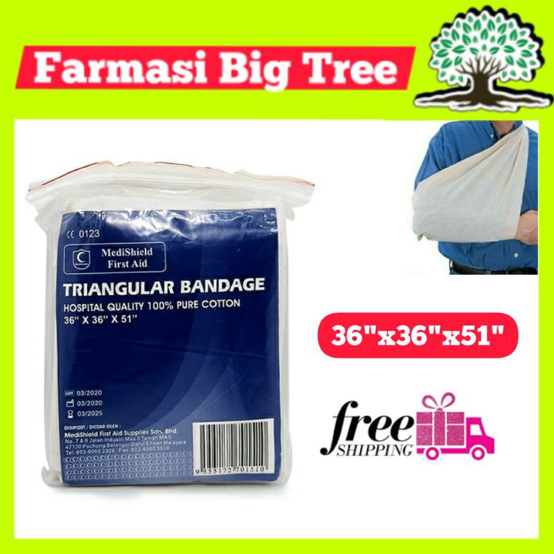 MEDISHIELD FIRST AID TRIANGULAR BANDAGE 36'X36'X51' (kain anduh tebal