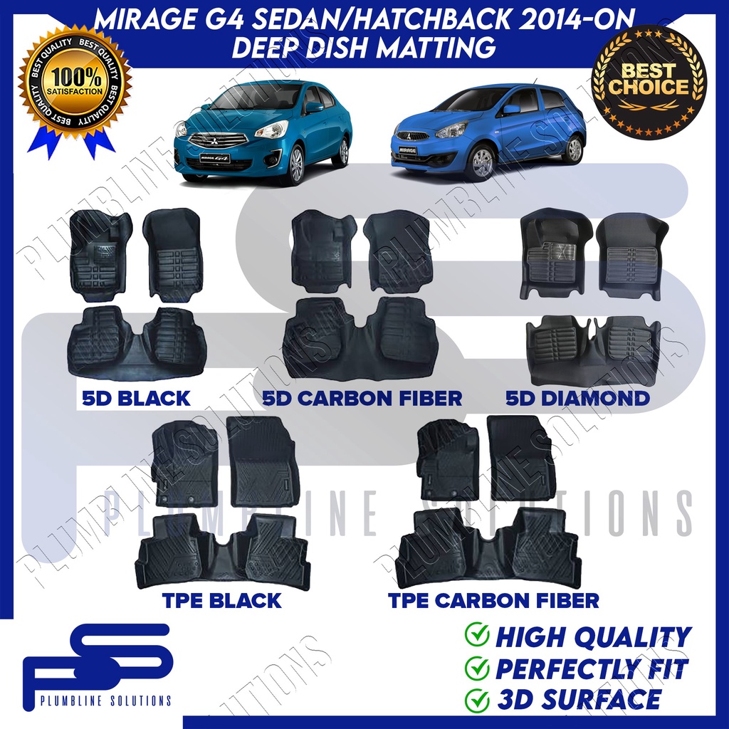 Tpe D Black Carbon Fiber Deep Dish Matting For Mitsubishi Mirage