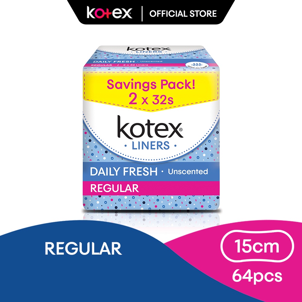 Kotex Panty Liners Regular Unscented (32's x 2 Packs) Shopee Malaysia