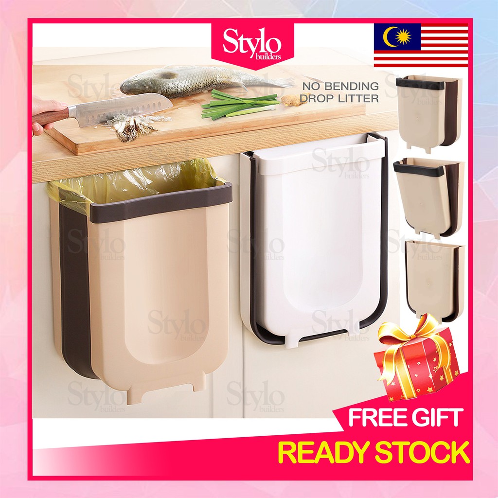 🇲🇾READY STOCK🔥Wall mounted Foldable Trash Can Portable Kitchen Cupboard