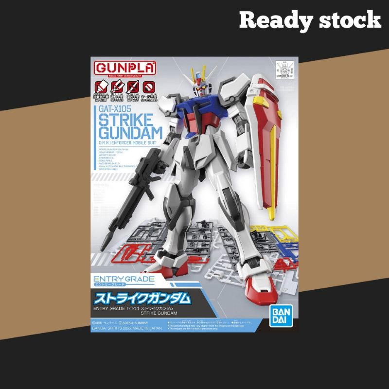 [Ready Stock] Bandai Entry Grade 1/144 Strike Gundam Plastic Model Kit ...