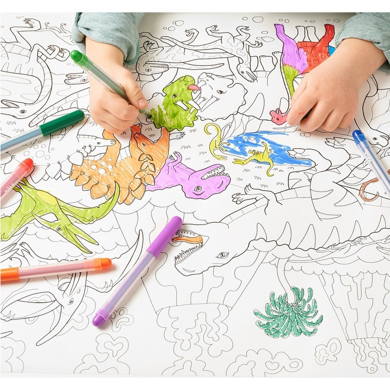 [Genuine Ikea] JATTELIK dinosaur coloring paper roll (10m long ...