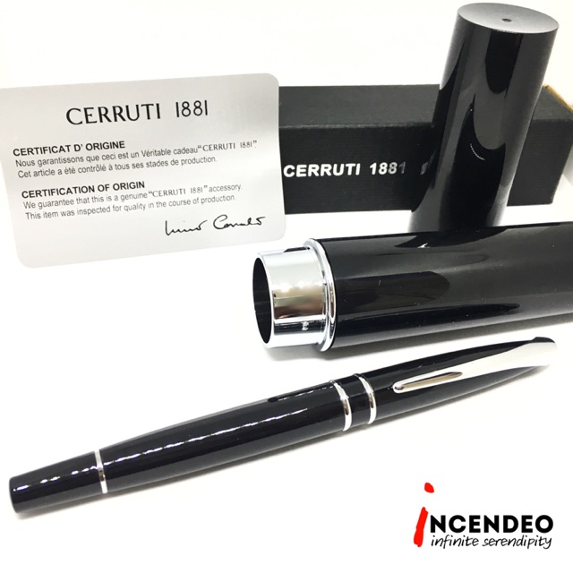 Cerruti 1881 Roller Pen Black Silver Clip