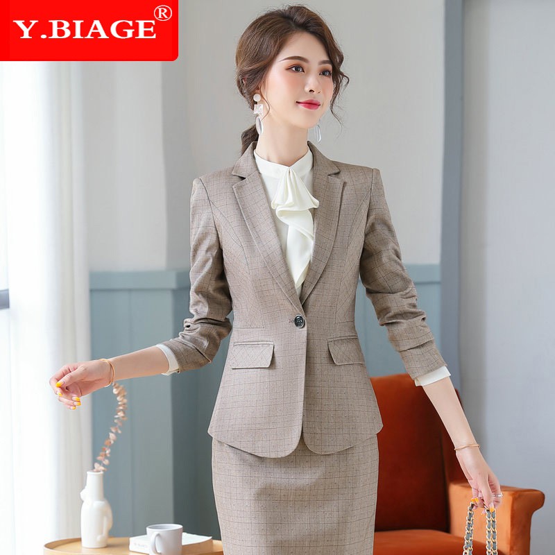 New arrival women's office wear set long sleeve blazer &pant or skirt 2 Pieces Set slim fit