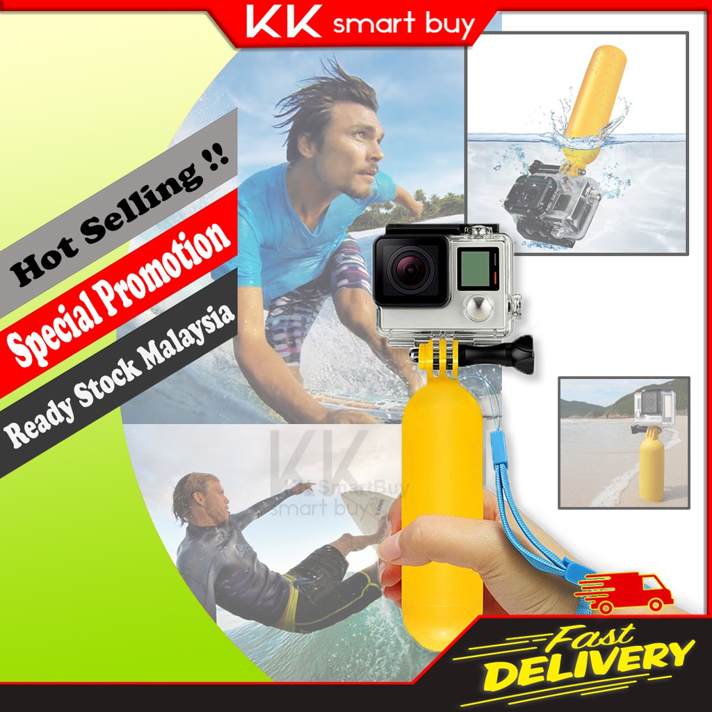 Floating Hand Grip Handle Yellow Stick Mount GoPro Hero DJI Osmo Action ...