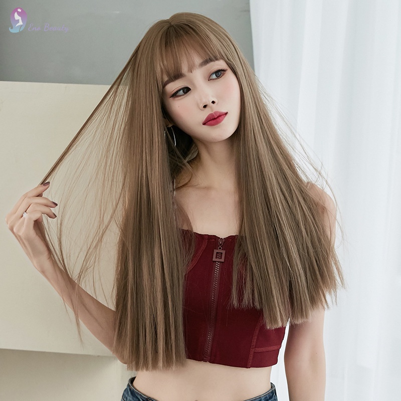 Ready Stock HOT 58cm Long Straight Hair Wig Natural Synthetic