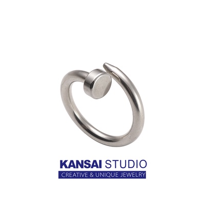 KANSAI Titanium Steel Design Sense Screw Iron Nail Ring Tide Opening ...