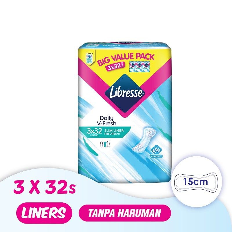 Libresse Slim Pantyliners Unscented 3x32s Disposable Sanitary Pad Tuala Wanita Pakai Buang