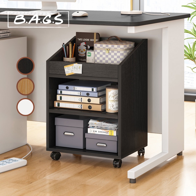 TheBags Small Bookshelf With Wheels Office Storage Artifact Under Desk Storage Shopee