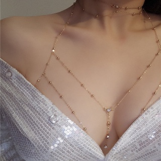 Rhinestone Chest Bracket Chain Trendy Crystal Butterfly Harness Chest Bra  Chain Sexy Bikini Body Jewelry for Women