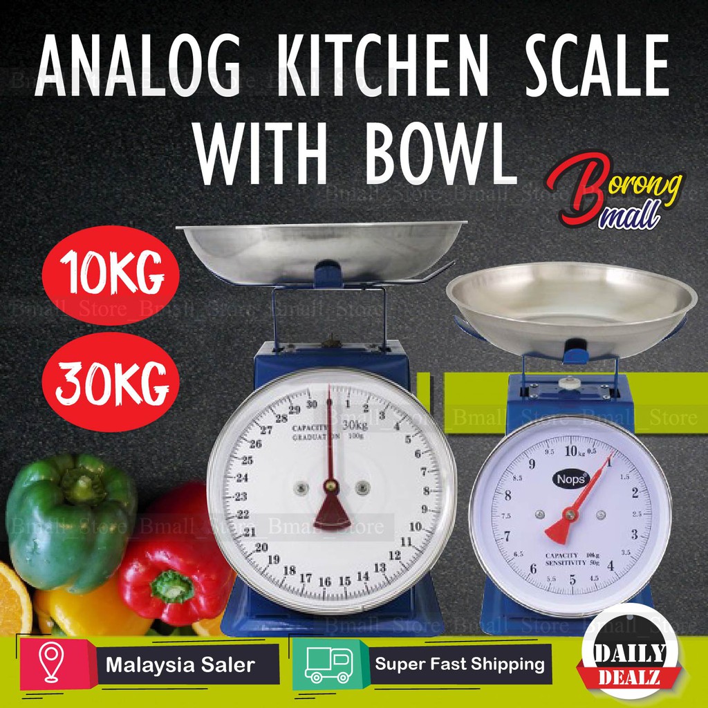 Kitchen Scale 10/30kg Measuring Analog Scale Spring Balance With Bowl ...