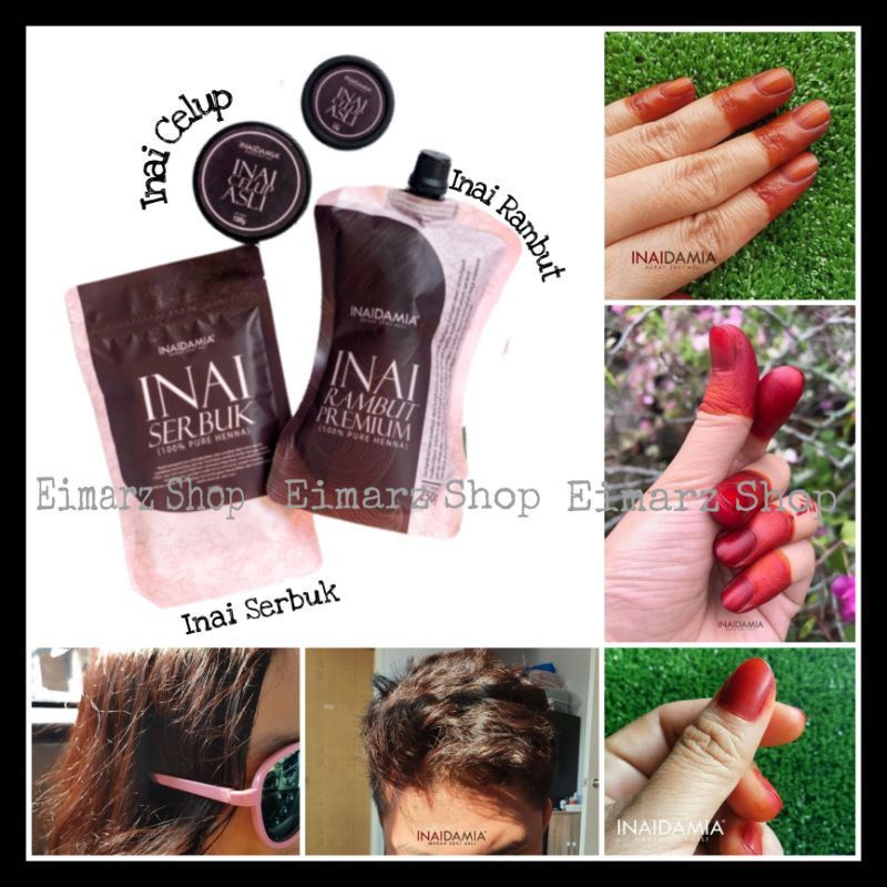 🔥READY STOCK INAIDAMIA DAUN INAI ASLI KOMBO (Celup/Serbuk) Inai