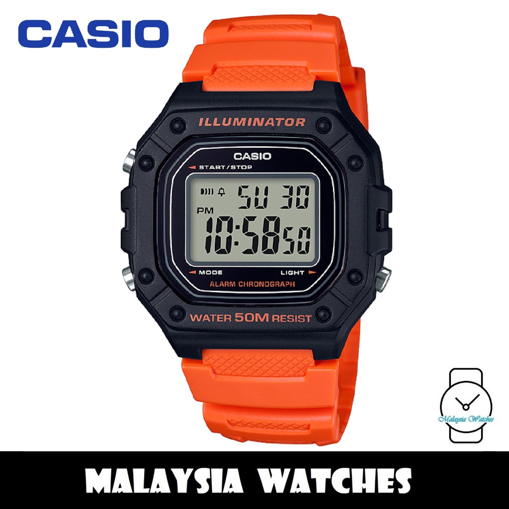 100 Original Casio W 218H 4B2 Classic Youth Digital Black Orange Resin Watch W218 W218H W218H 4B2 W 218H 4B2V Shopee Malaysia