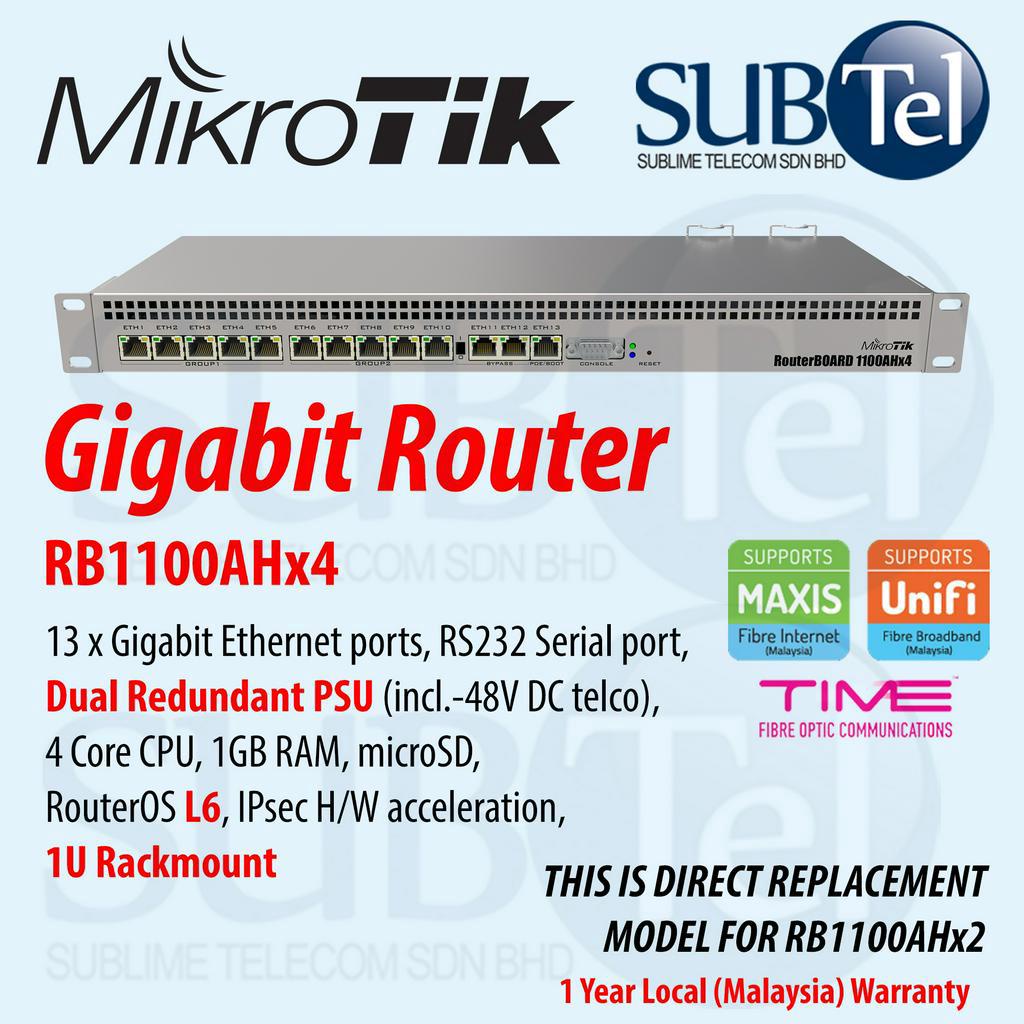 Mikrotik RB1100x4 Gigabit Router 13 port Quad Core RouterOS VPN IPSec