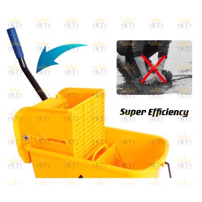 TKTT ™️ 20 Litres Mop Wringer Pail Mop Bucket Cart Janitor Cleaner Cart ...