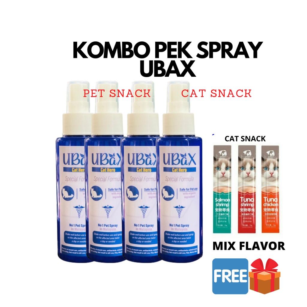 Pek Kombo Spray Ubax Atasi Luka Kucing ,Fungus,Hama,Makanan Kucing Ubax Cat Hero,Cat,Dog, Pet