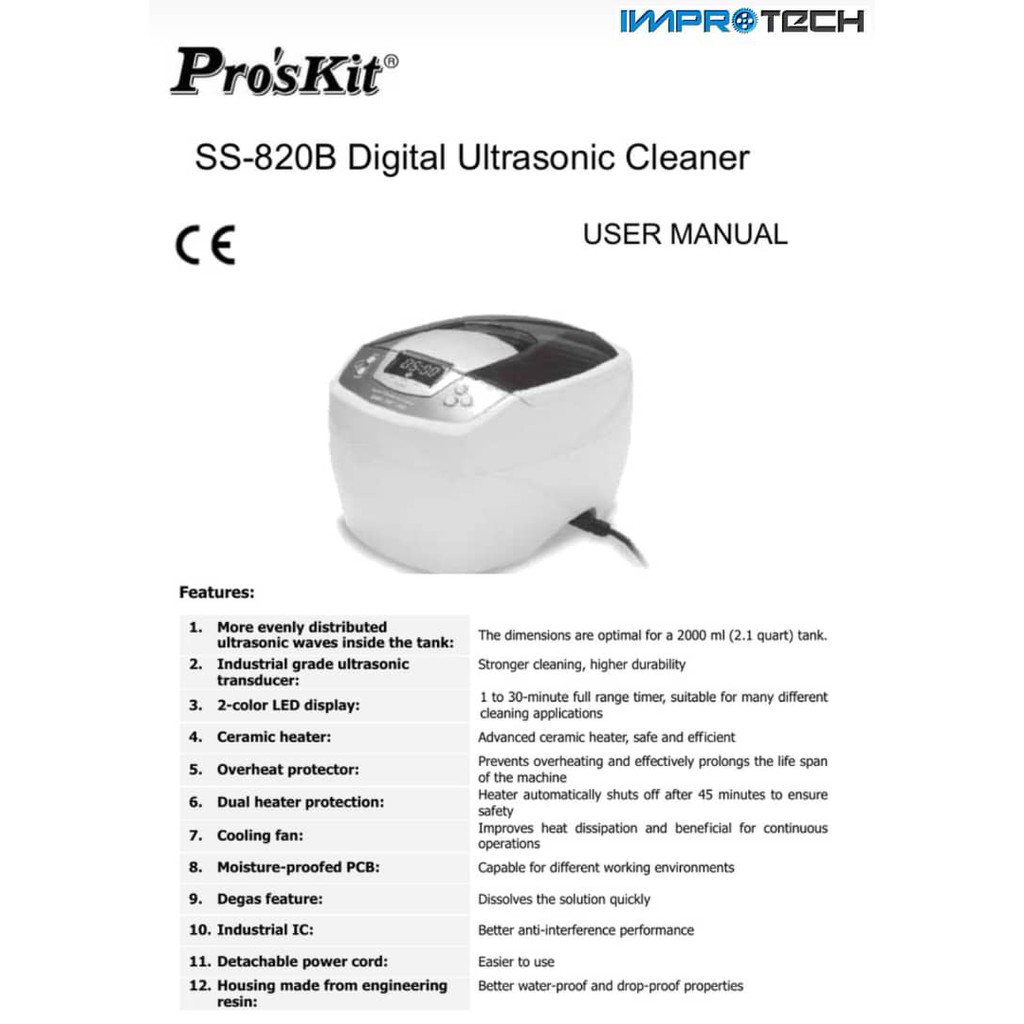 PROSKIT Digital Ultrasonic Cleaner 2.0L 220V Shopee Malaysia