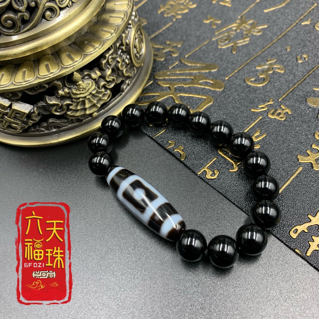 六畐天珠6F Dzi 】星辰新天珠（单颗新天珠/黑玛瑙手串） | Shopee Malaysia