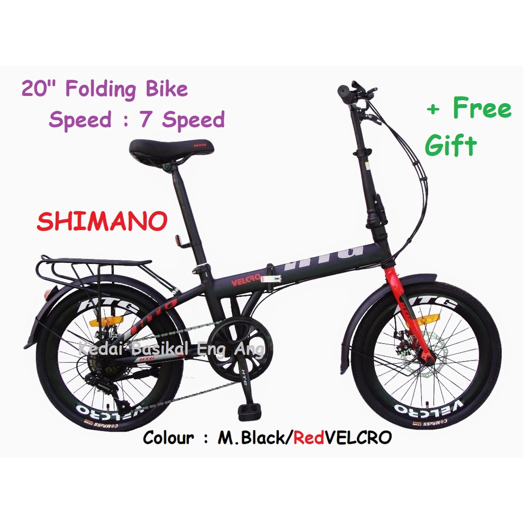 VELCRO 20 Folding Bike Gear 7 Speed Shimano sesuai untuk kayuh bersantai semasa holiday Shopee Malaysia