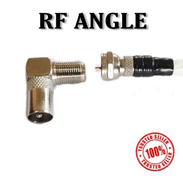 CONNECTOR RF ANGLE SOCKET FOR TV AERIAL ANTENNA + F CONNECTOR ADAPTER