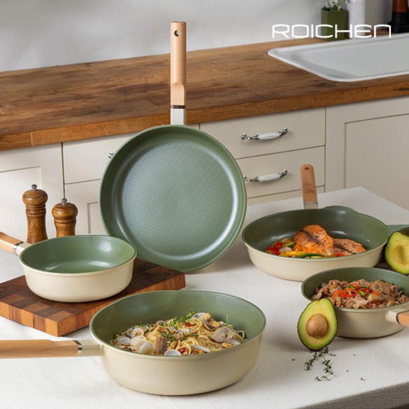 [ROICHEN] Non Stick Ceramic Green Pan IH Frying Pan Wok Pan (2028 cm
