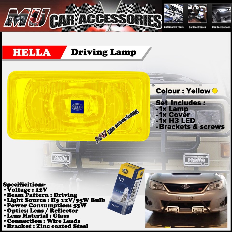 HELLA COMET 550 Spot Lamp Fog Light (Yellow) with H3 12V 55W Bulb 1 PC ...